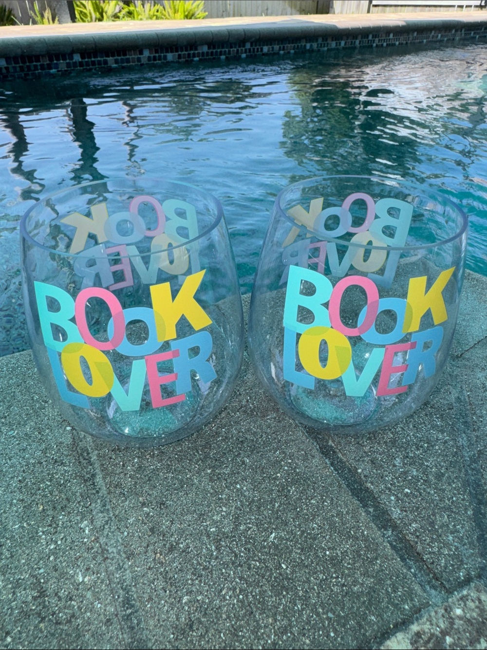 Draper James Acrylic Wine Glass Book Lover Set of 2